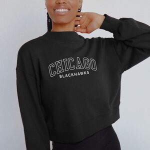CHICKA-D Chicago Blackhawks mock neck black sweatshirt NWT